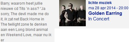 Golden Earring show promotion April 28, 2014 Breda - Chassé Theater